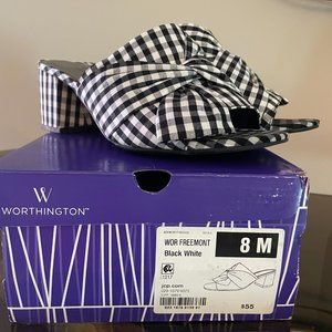 Black & White Gingham Summer Mule - Worthington Shoes